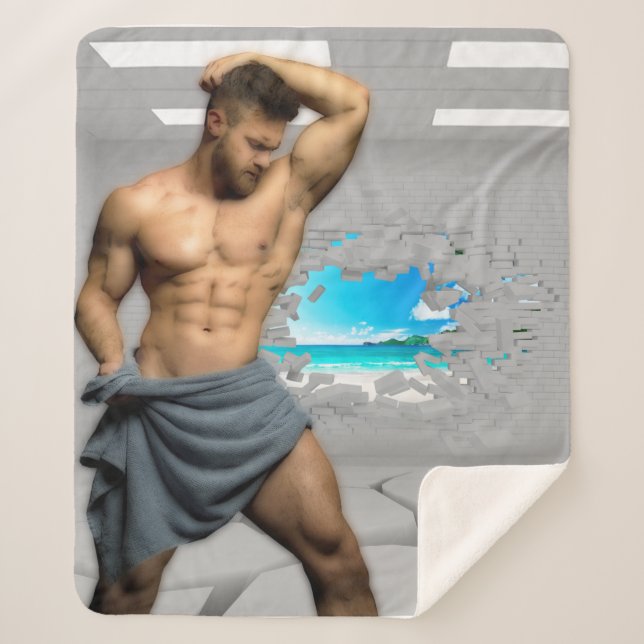 SlipperyJoe's Handtuch gebrochen, weiße Ziegelwand Sherpadecke (Vorderseite)