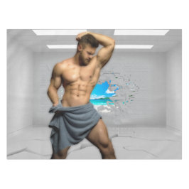 SlipperyJoe's Handtuch gebrochen, weiße Ziegelwand Tischdecke