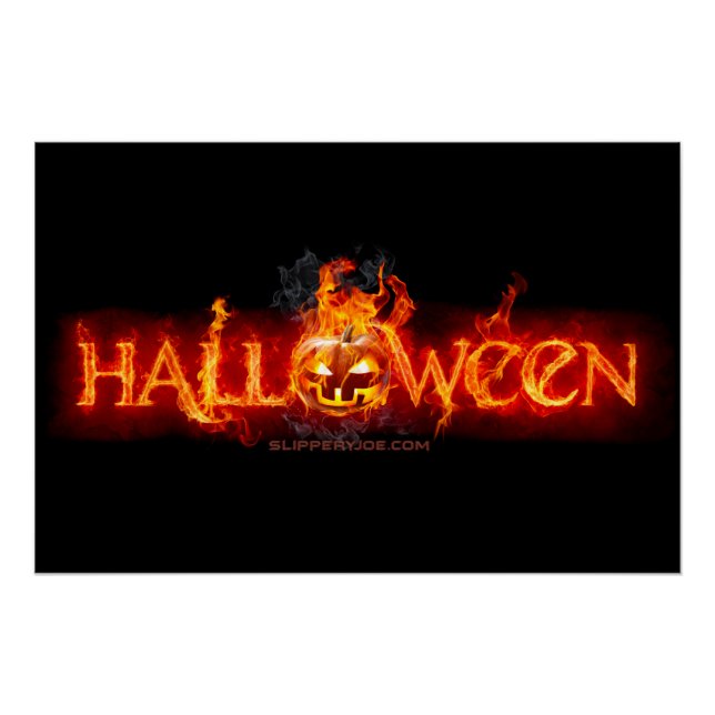 SlipperyJoe's Happy Halloween Kürbis glühende Auge Poster (Vorderseite)