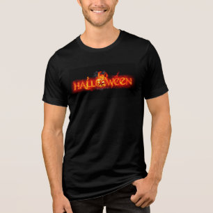 SlipperyJoe's Happy Halloween Kürbis glühende Auge Tri-Blend Shirt