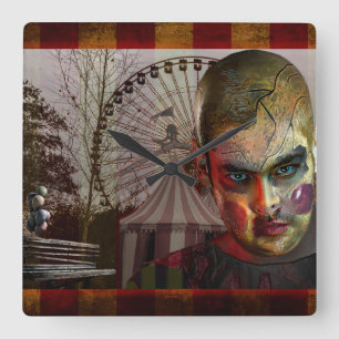 SlipperyJoe's Happy Halloween-Puppenspiel Quadratische Wanduhr