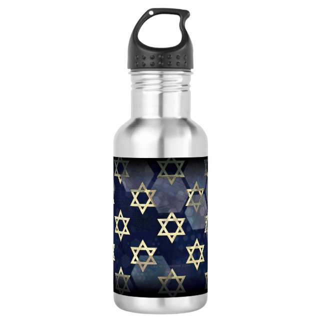 SlipperyJoe's Happy Hanukkah Multiple Star von Dav Edelstahlflasche (Vorderseite)