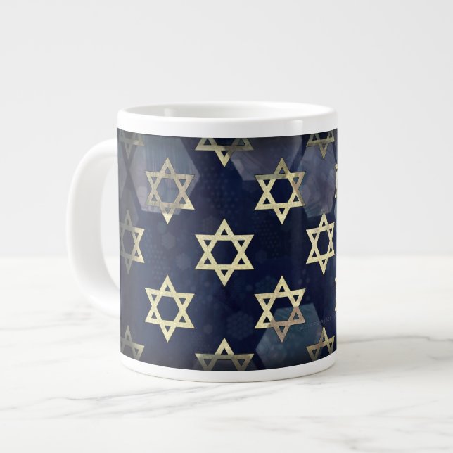 SlipperyJoe's Happy Hanukkah Multiple Star von Dav Jumbo-Tasse (Vorderseite Links)