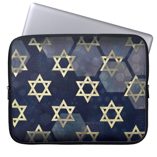 SlipperyJoe's Happy Hanukkah Multiple Star von Dav Laptopschutzhülle (Vorderseite)
