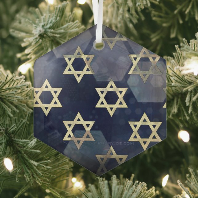 SlipperyJoe's Happy Hanukkah Multiple Star von Dav Ornament Aus Glas (Insitu)