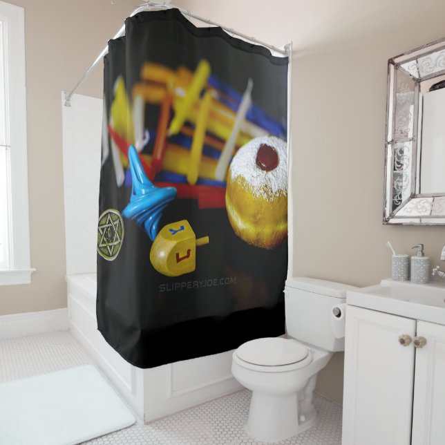 SlipperyJoe's Happy Hanukkah Star von David Coin m Duschvorhang (Beispiel)