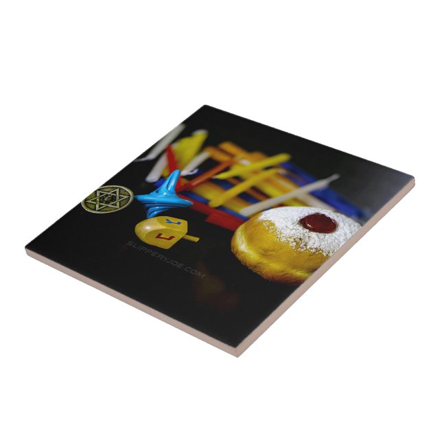 SlipperyJoe's Happy Hanukkah Star von David Coin m Fliese (Seite)