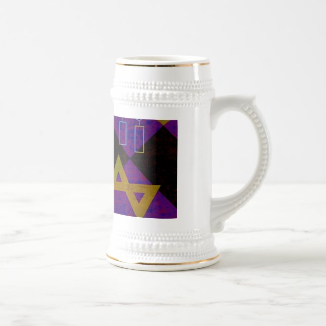 SlipperyJoe's Happy Hanukkah Star von David menora Bierglas (Rechts)