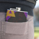 SlipperyJoe's Happy Hanukkah Star von David menora Flachmann<br><div class="desc">SlipperyJoe's Happy Hanukkah Star von David menorah Dreidel künstlerische Feier Candles Jüdische Hebräische Chanukah Schenkungen Dekorationen Judaismus Religionskultur religiöse Praktiken Traditionen geometrische symbolische Gestaltungstiefe Kontrast Ordnung Symmetrie</div>