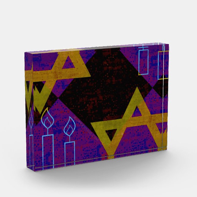 SlipperyJoe's Happy Hanukkah Star von David menora Fotoblock (Links)