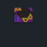 SlipperyJoe's Happy Hanukkah Star von David menora Leinwanddruck<br><div class="desc">SlipperyJoe's Happy Hanukkah Star von David menorah Dreidel künstlerische Feier Candles Jüdische Hebräische Chanukah Schenkungen Dekorationen Judaismus Religionskultur religiöse Praktiken Traditionen geometrische symbolische Gestaltungstiefe Kontrast Ordnung Symmetrie</div>