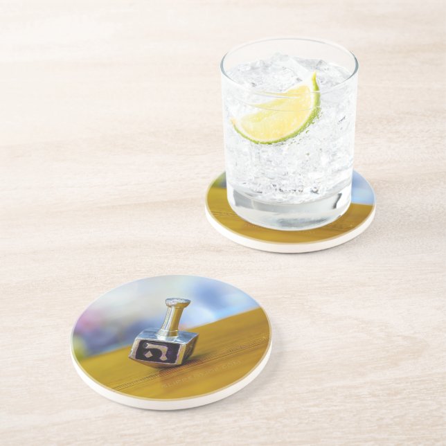 SlipperyJoe's Happy Hanukkah vierseitige Spinnerei Getränkeuntersetzer (Seite)