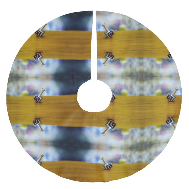 SlipperyJoe's Happy Hanukkah vierseitige Spinnerei Polyester Weihnachtsbaumdecke (Vorderseite)