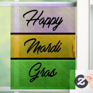 SlipperyJoe's Happy Mardi Gras lila goldgrün b Fensteraufkleber