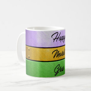 SlipperyJoe's Happy Mardi Gras lila goldgrün b Kaffeetasse