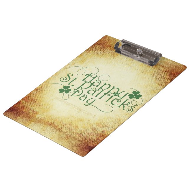 SlipperyJoe's Happy St. Patrick's Day Iris Klemmbrett (Schrägansicht)