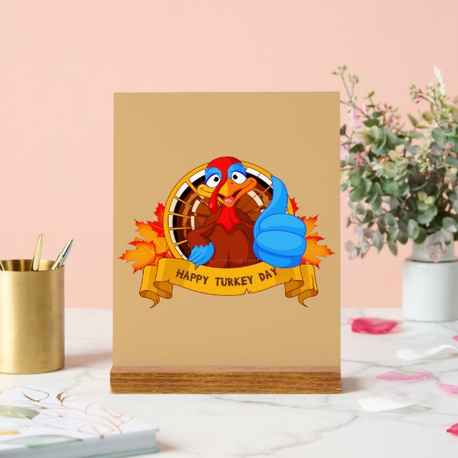 SlipperyJoe's Happy Turkey Day Herbst Blätter Cart Acrylschild (Hochzeit)