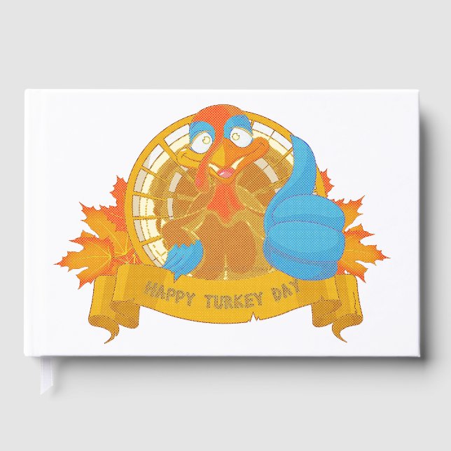 SlipperyJoe's Happy Turkey Day Herbst Blätter Cart Gästebuch (Vorderseite)