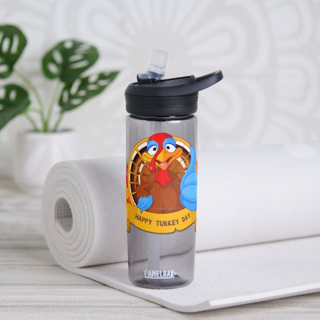 SlipperyJoe's Happy Turkey Day Herbstblätter Türki Trinkflasche (Yoga)