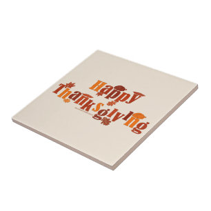 SlipperyJoe's helle festliche Thanksgiving-Grafik  Fliese