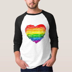 SlipperyJoes herz in Regenbogenfarben mit kritzeli T-Shirt