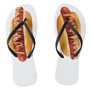 SlipperyJoe's Hot Dog verschachtelt weiche Knochen Flip Flops