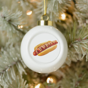 SlipperyJoe's Hot Dog verschachtelt weiche Knochen Keramik Kugel-Ornament