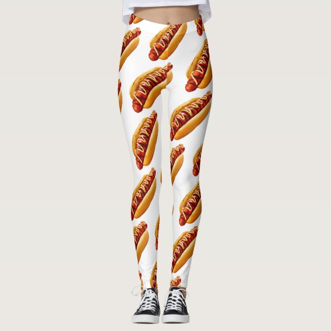 SlipperyJoe's Hot Dog verschachtelt weiche Knochen Leggings (Vorderseite)