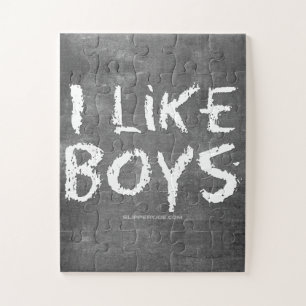 SlipperyJoe's I Like Boys schmutzige schwarze Tafe Puzzle