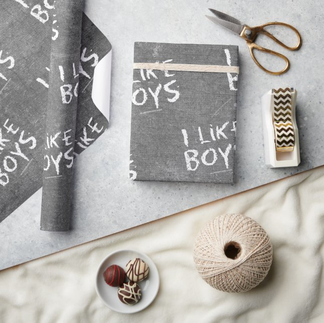 SlipperyJoe's I Like Boys schmutziges Chalkboard S Geschenkpapier (Kunsthandwerk)