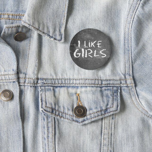 SlipperyJoe's I Like Girls dreckige Tafel dunkel t Button (Beispiel)