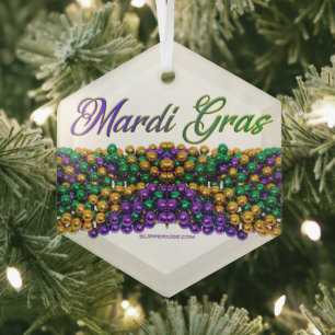 SlipperyJoe's ikonisches Mardi Gras-Motiv elega Ornament Aus Glas