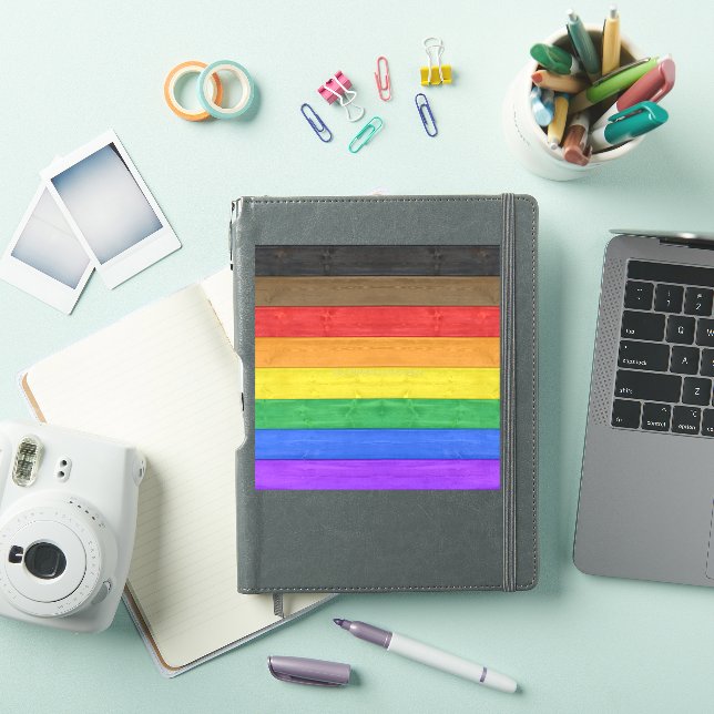 SlipperyJoe's Inclusive Gay Pride Flag strukturier Aufkleber (iPad Hülle)