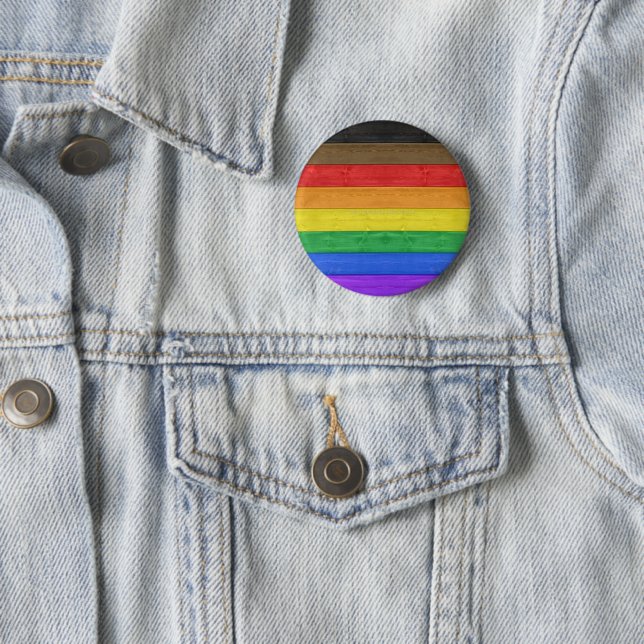 SlipperyJoe's Inclusive Gay Pride Flag strukturier Button (Beispiel)