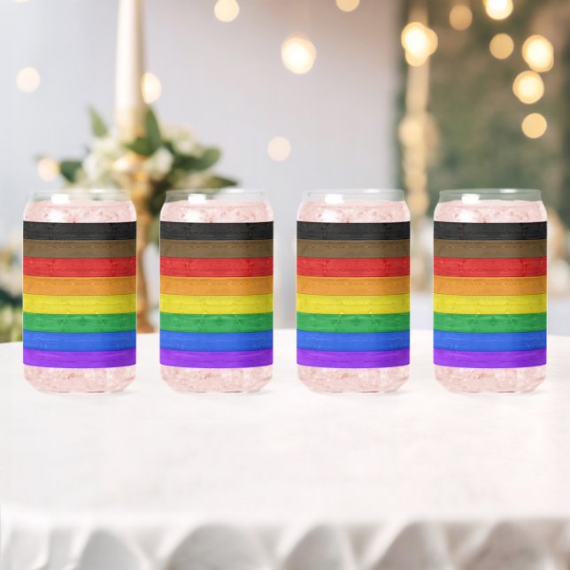 SlipperyJoe's Inclusive Gay Pride Flag strukturier Dosenglas (Insitu (Hochzeit))