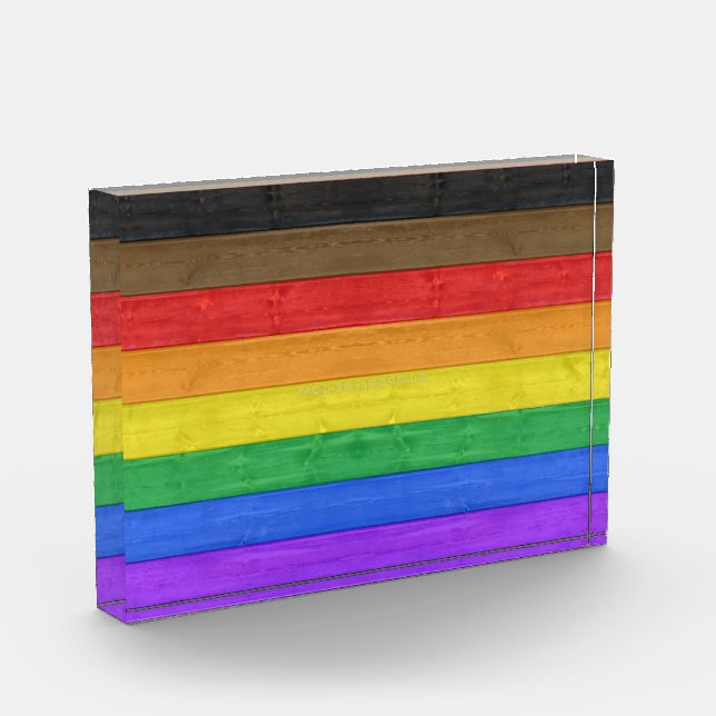 SlipperyJoe's Inclusive Gay Pride Flag strukturier Fotoblock (Links)
