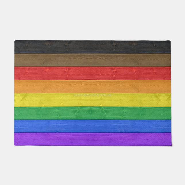 SlipperyJoe's Inclusive Gay Pride Flag strukturier Fußmatte (Vorderseite)