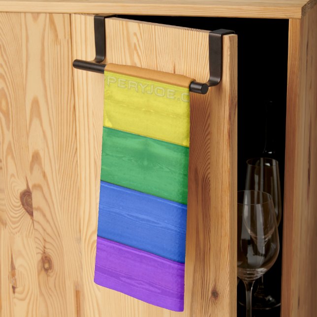 SlipperyJoe's Inclusive Gay Pride Flag strukturier Geschirrtuch (Drittel gefaltet)
