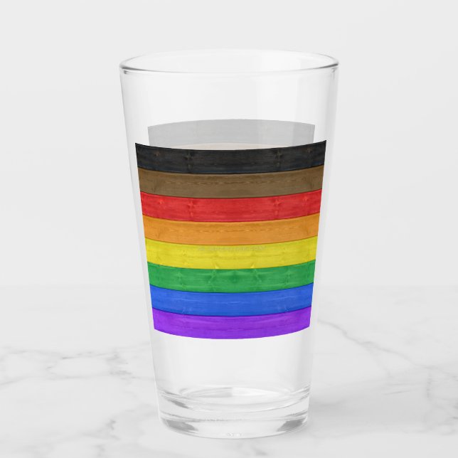 SlipperyJoe's Inclusive Gay Pride Flag strukturier Glas (Vorderseite)