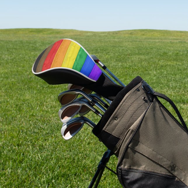 SlipperyJoe's Inclusive Gay Pride Flag strukturier Golf Headcover (In SItu)