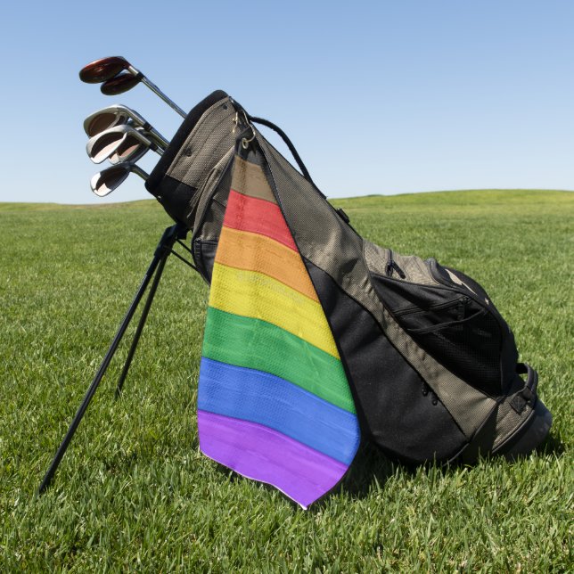 SlipperyJoe's Inclusive Gay Pride Flag strukturier Golfhandtuch (Gras)