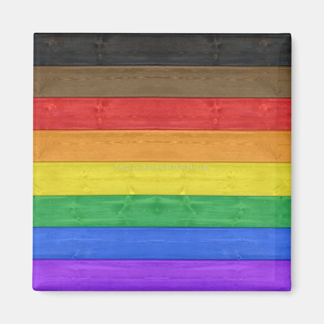 SlipperyJoe's Inclusive Gay Pride Flag strukturier Magnet (Vorne)