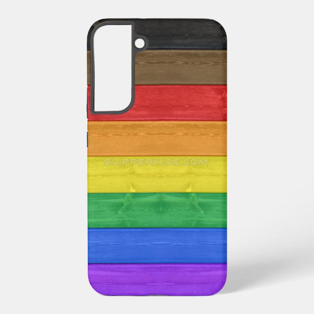 SlipperyJoe's Inclusive Gay Pride Flag strukturier Samsung Galaxy Hülle (Rückseite)