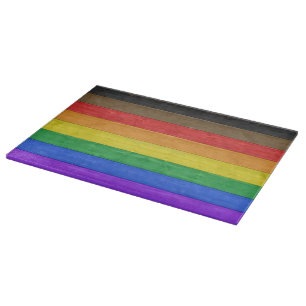 SlipperyJoe's Inclusive Gay Pride Flag strukturier Schneidebrett