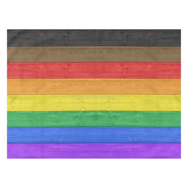 SlipperyJoe's Inclusive Gay Pride Flag strukturier Tischdecke (Vorderseite (Horizontal))