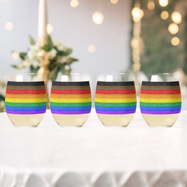 SlipperyJoe's Inclusive Gay Pride Flag strukturier Weinglas Ohne Stiel (Insitu (Hochzeit))