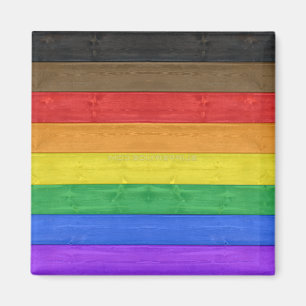 SlipperyJoe's inklusive Gay Pride Fahne Holzblau Magnet