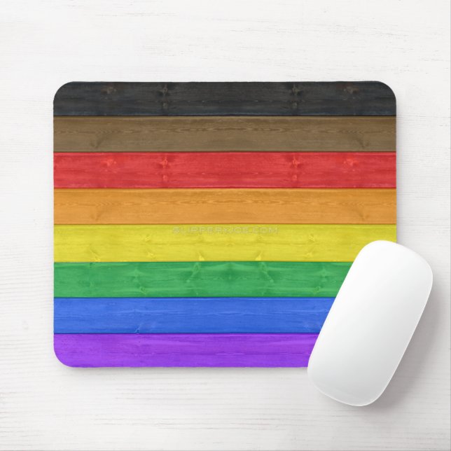 SlipperyJoe's inklusive Gay Pride Fahne Holzblau Mousepad (Mit Mouse)