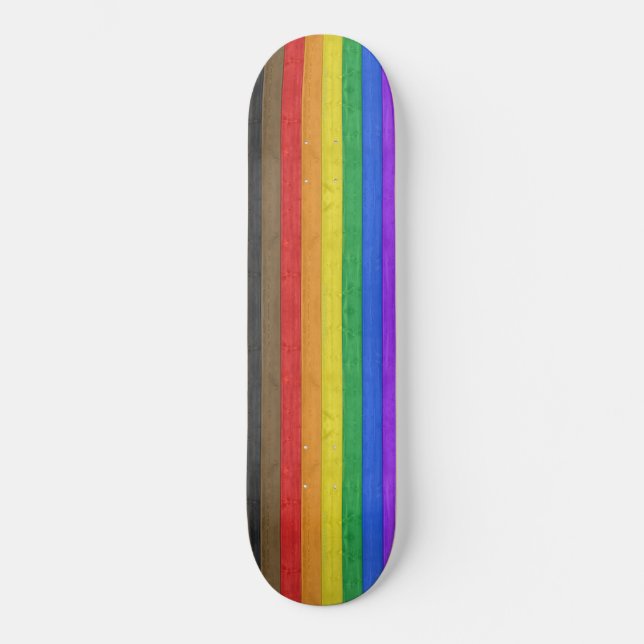 SlipperyJoe's inklusive Gay Pride Fahne Holzblau Skateboard (Vorderseite)