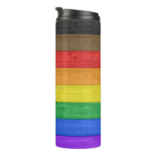 SlipperyJoe's inklusive Regenbogenflagge texturier Thermosbecher